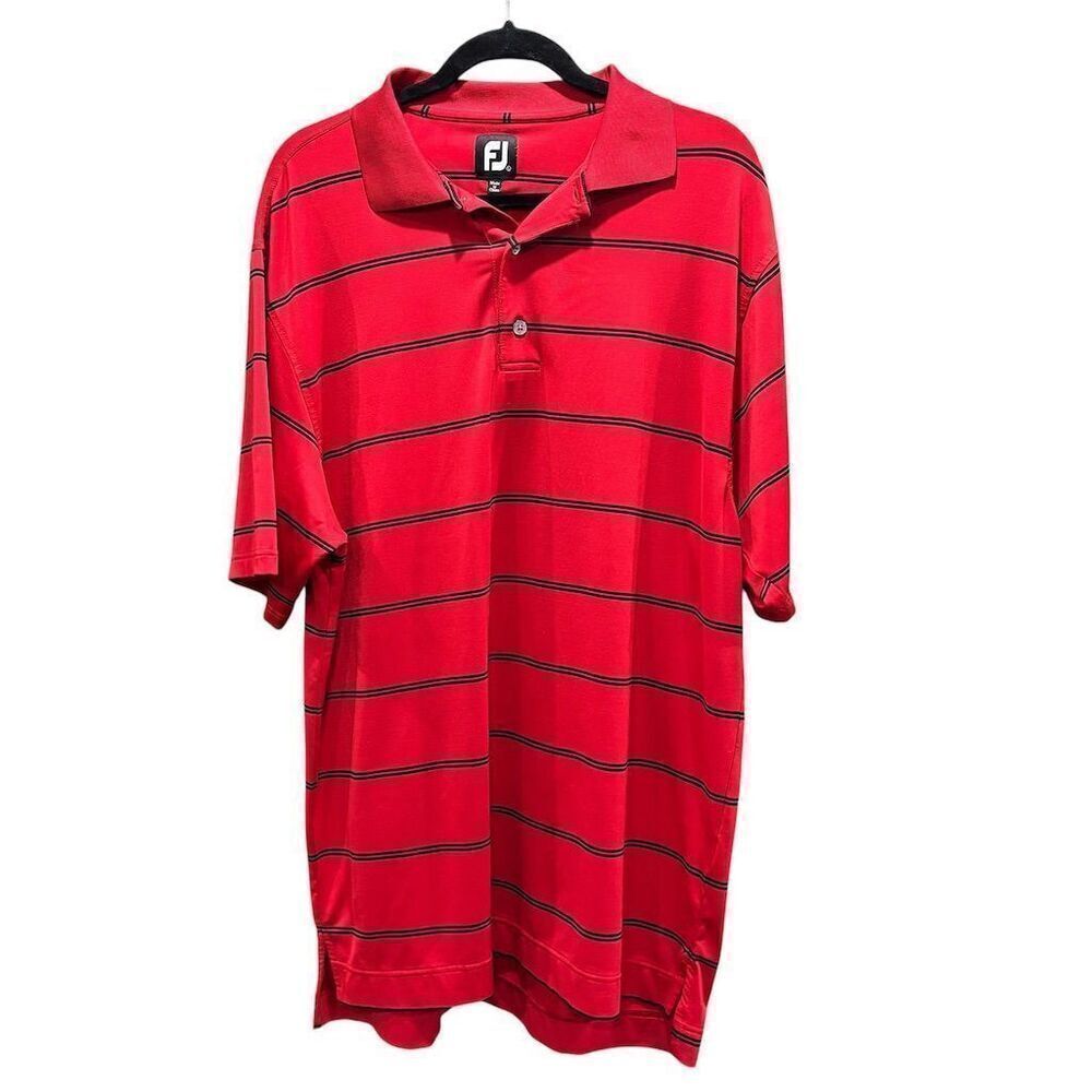 FootJoy Men's Striped Polo Shirt Red Size L Golf Casual